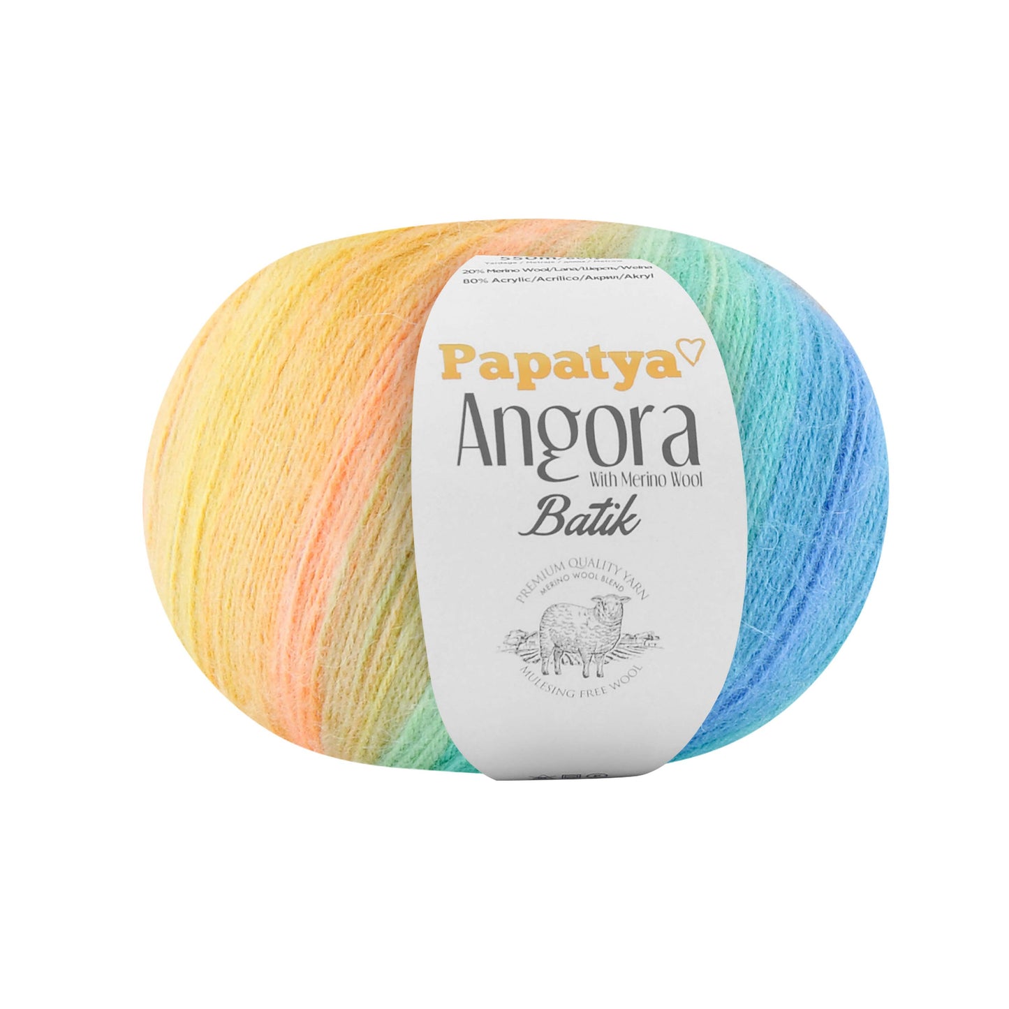 Papatya Angora Batik 6 x 100g - 550m - 80% Acrylic 20% Merino Wool Knittin Crochet Yarn