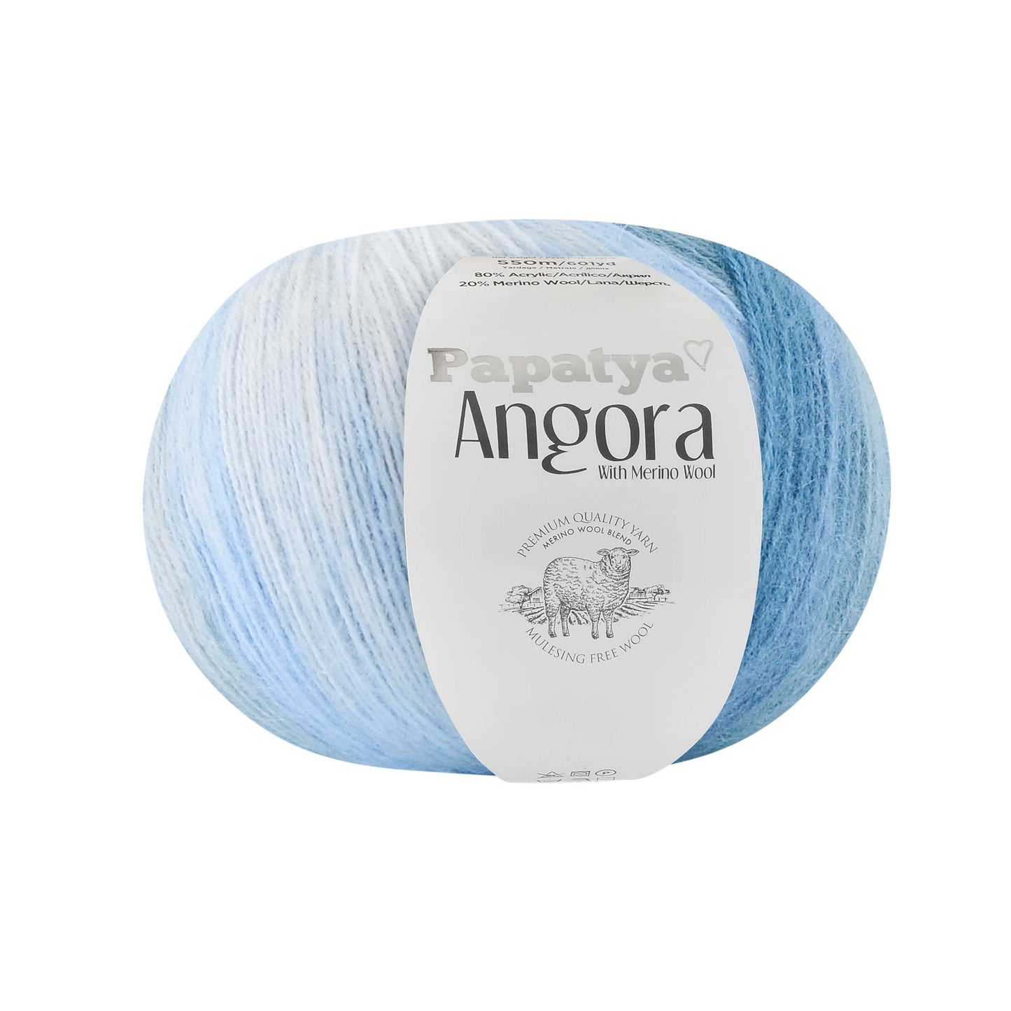 Papatya Angora Batik 6 x 100g - 550m - 80% Acrylic 20% Merino Wool Knittin Crochet Yarn