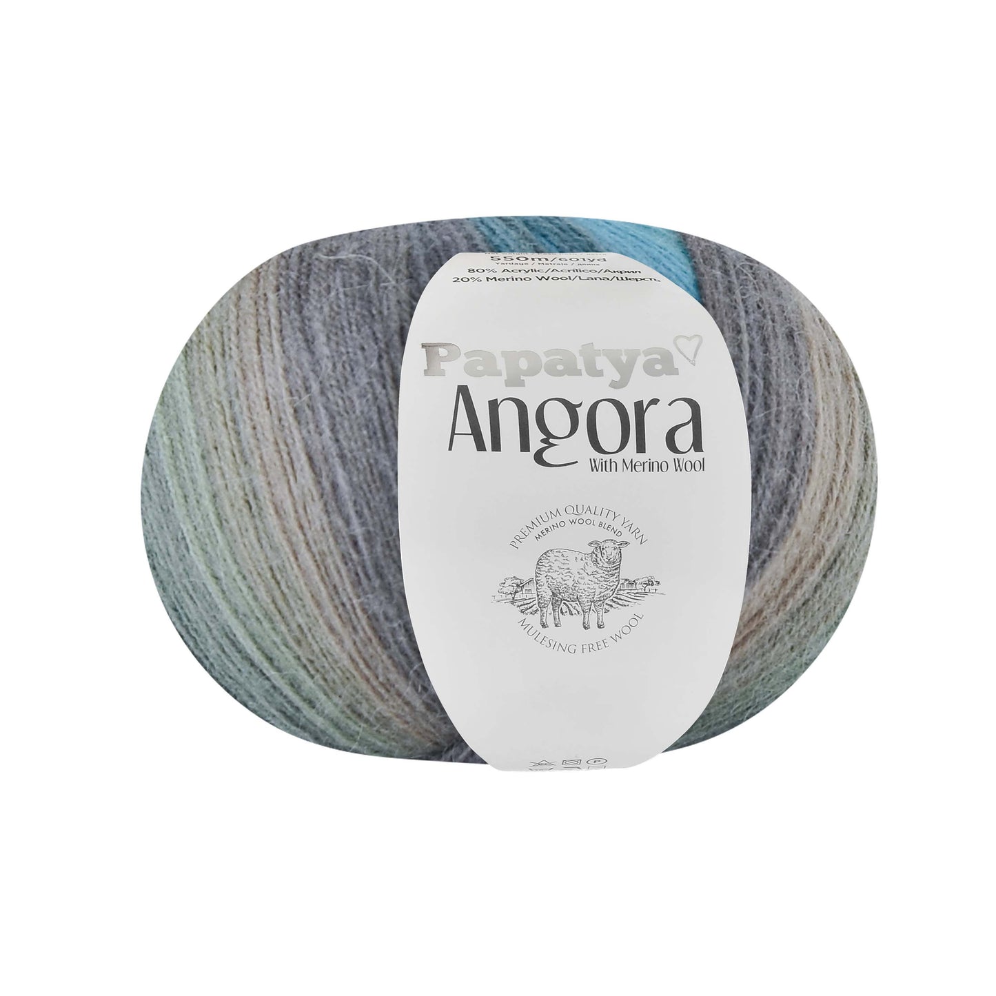 Papatya Angora Batik 6 x 100g - 550m - 80% Acrylic 20% Merino Wool Knittin Crochet Yarn