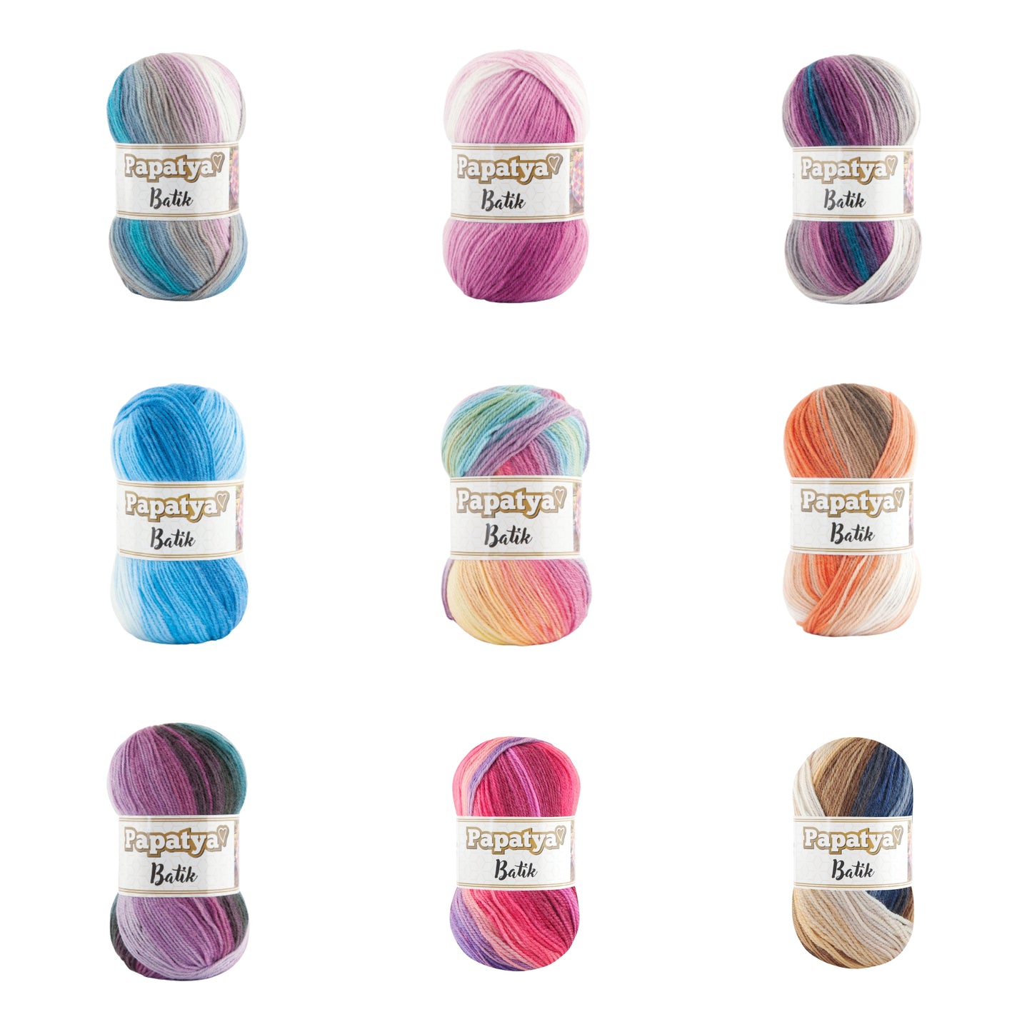 Papatya Batik DK 5 x 100g - 360m Balls - 100% Acrylic Knitting Crochet Yarn