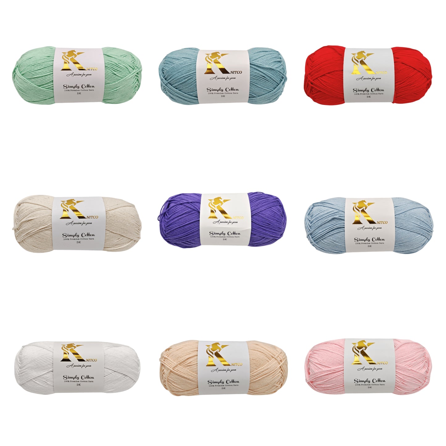 Knitco Simply Cotton DK 1 x 100g Balls 100% Premium Cotton - 250 metres - Knitting Crochet Yarn