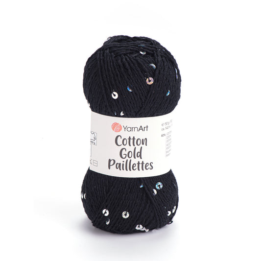 YarnArt Cotton Gold Paillettes 5 x 50g - 140m - 82% Cotton - 18% Polyester Knitting Crochet Yarn