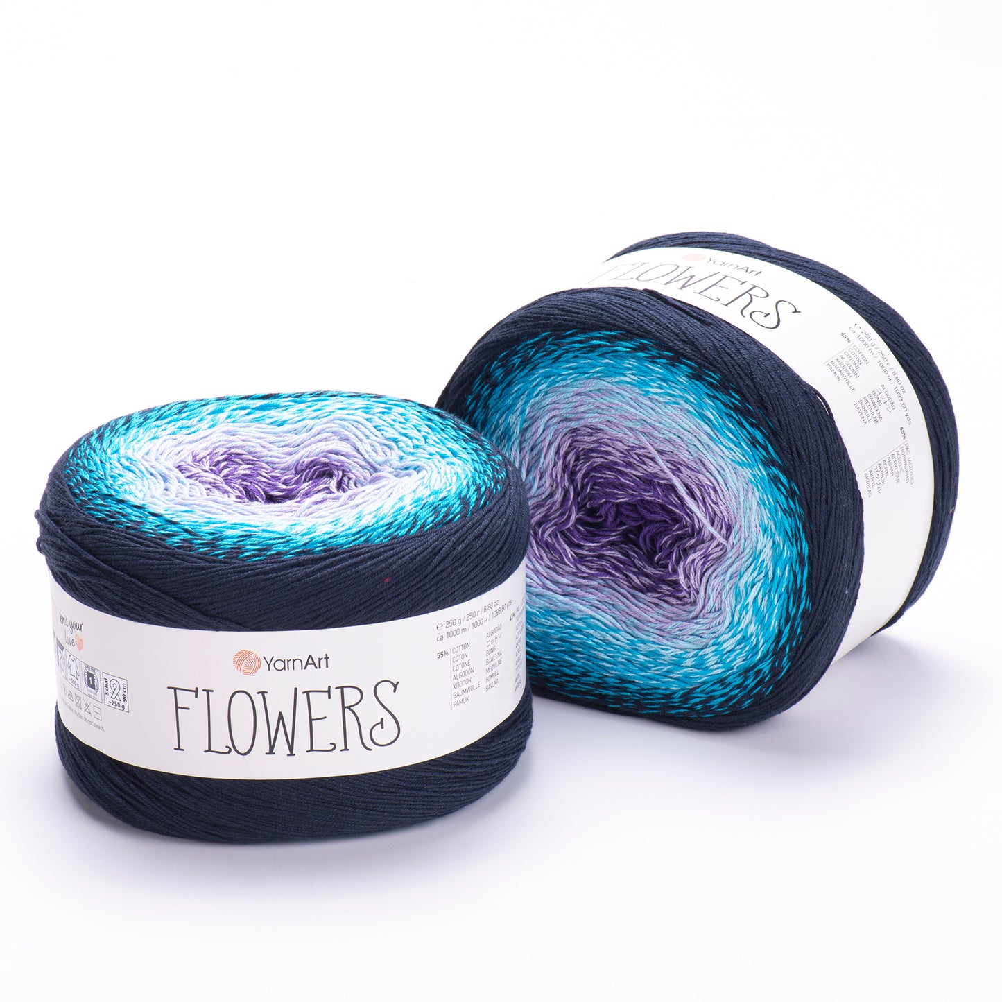 YarnArt Flowers 2 x 250g - 1000m - 55% Cotton - 45% Acrylic Knitting Crochet Yarn