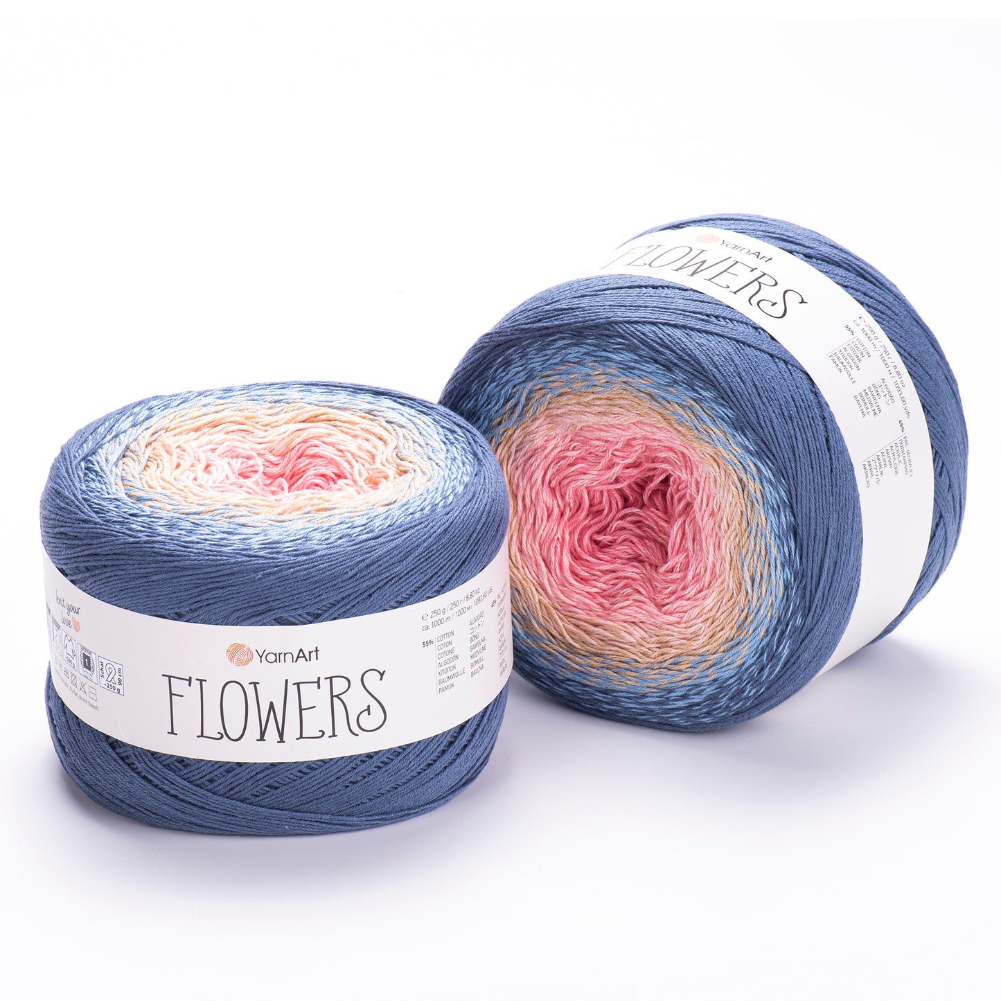 YarnArt Flowers 2 x 250g - 1000m - 55% Cotton - 45% Acrylic Knitting Crochet Yarn
