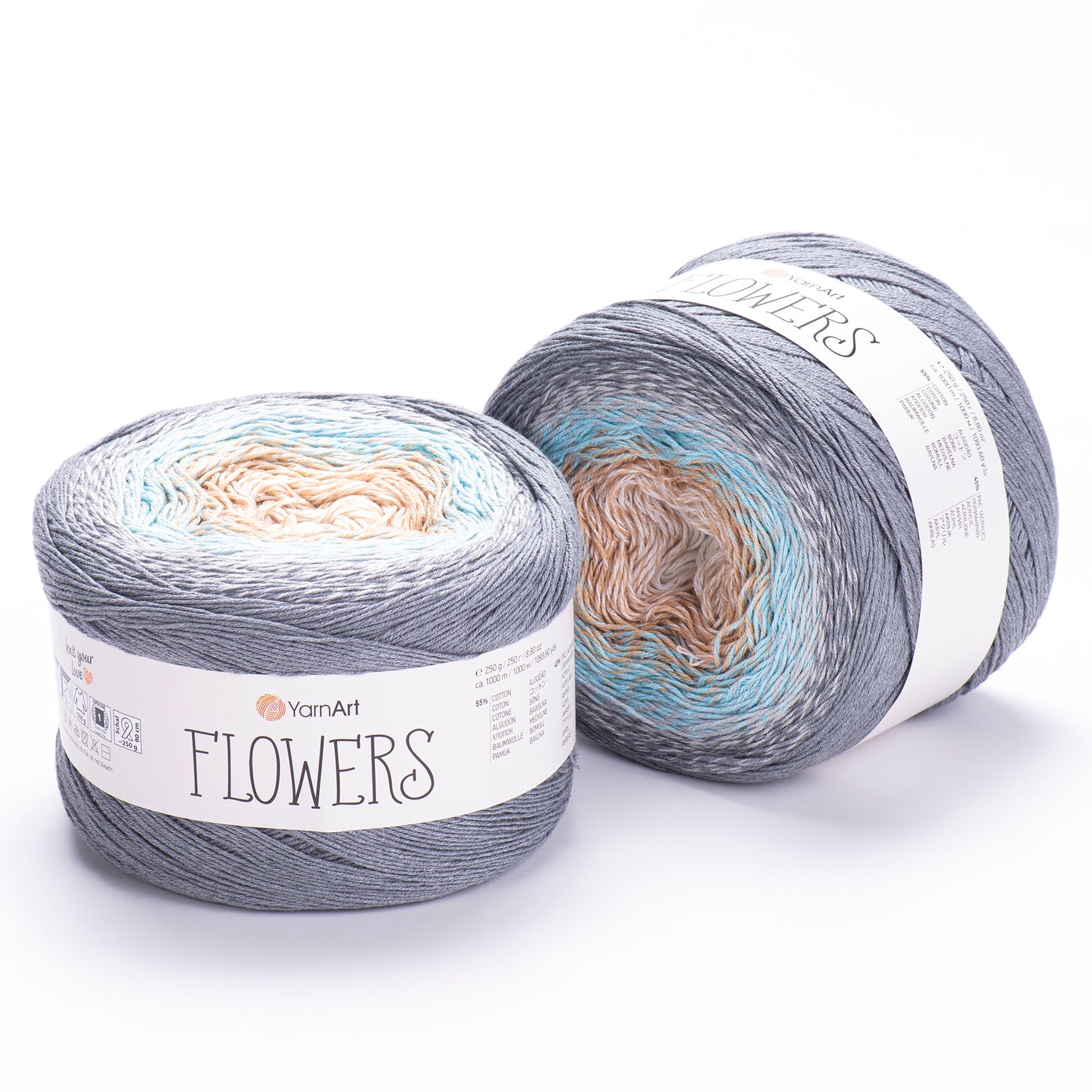 YarnArt Flowers 2 x 250g - 1000m - 55% Cotton - 45% Acrylic Knitting Crochet Yarn