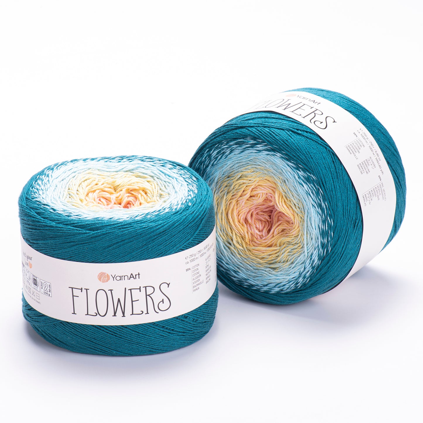 YarnArt Flowers 2 x 250g - 1000m - 55% Cotton - 45% Acrylic Knitting Crochet Yarn