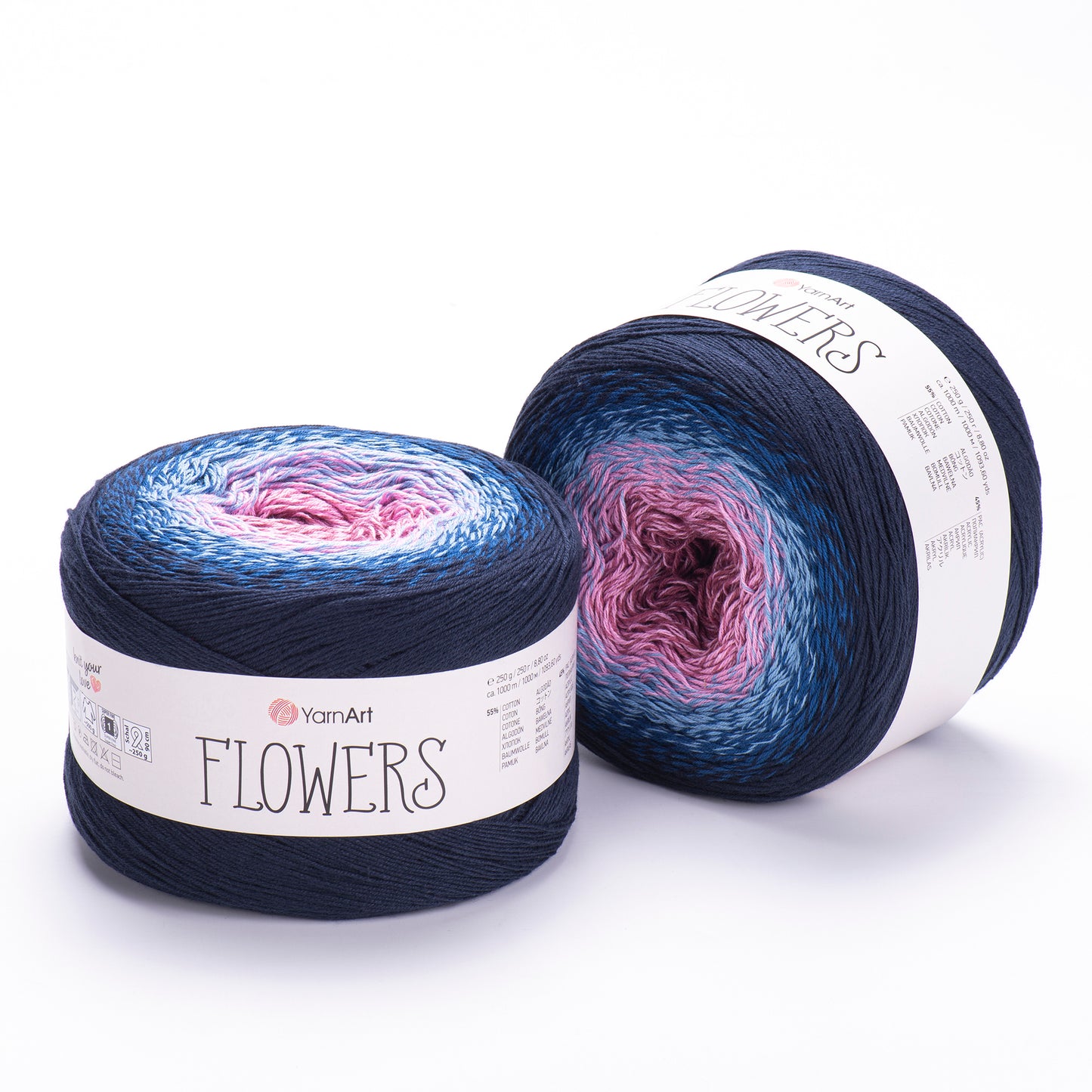 YarnArt Flowers 2 x 250g - 1000m - 55% Cotton - 45% Acrylic Knitting Crochet Yarn