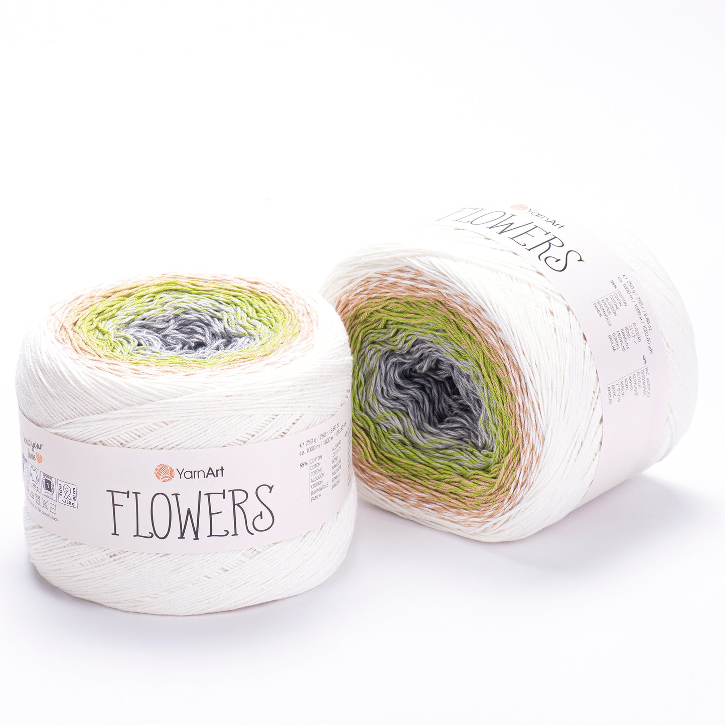 YarnArt Flowers 2 x 250g - 1000m - 55% Cotton - 45% Acrylic Knitting Crochet Yarn