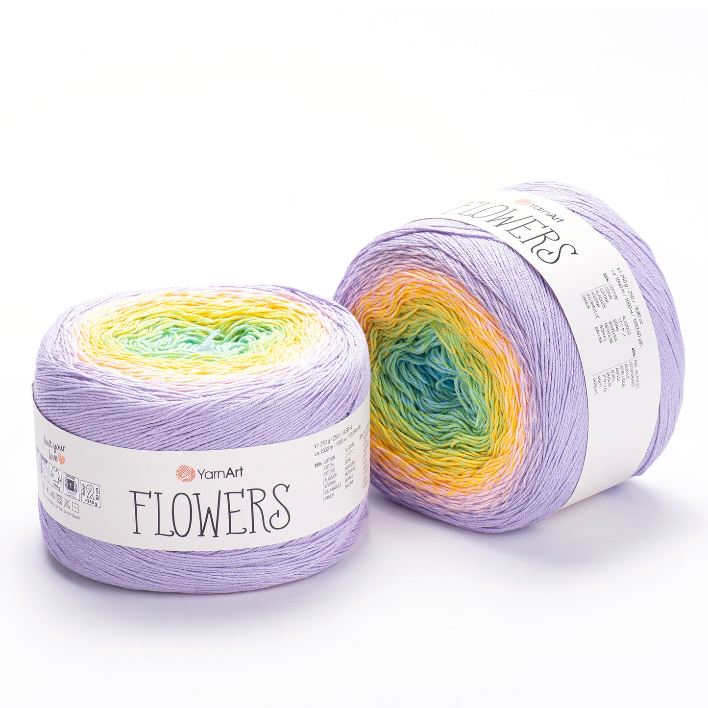 YarnArt Flowers 2 x 250g - 1000m - 55% Cotton - 45% Acrylic Knitting Crochet Yarn