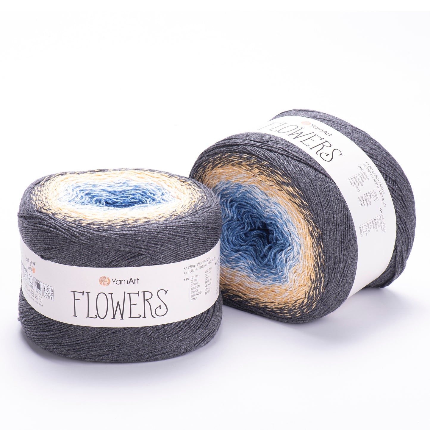 YarnArt Flowers 2 x 250g - 1000m - 55% Cotton - 45% Acrylic Knitting Crochet Yarn