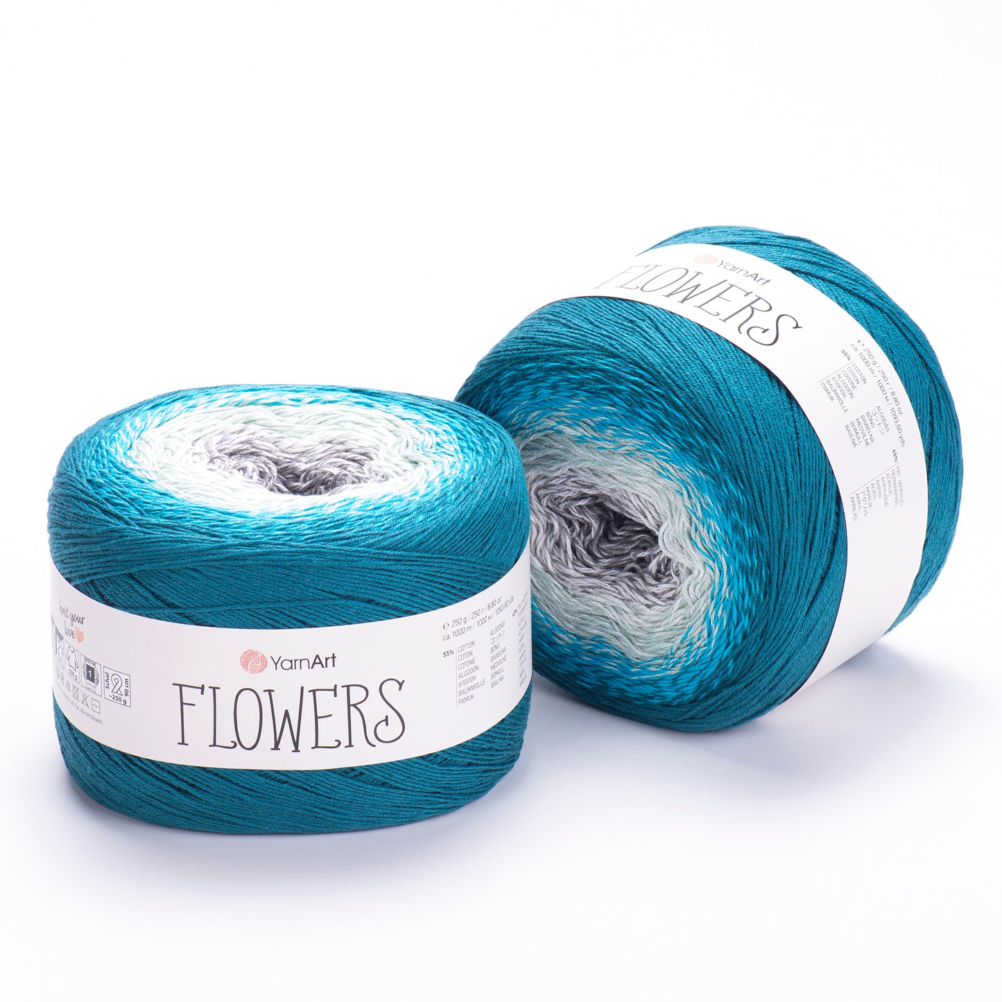 YarnArt Flowers 2 x 250g - 1000m - 55% Cotton - 45% Acrylic Knitting Crochet Yarn