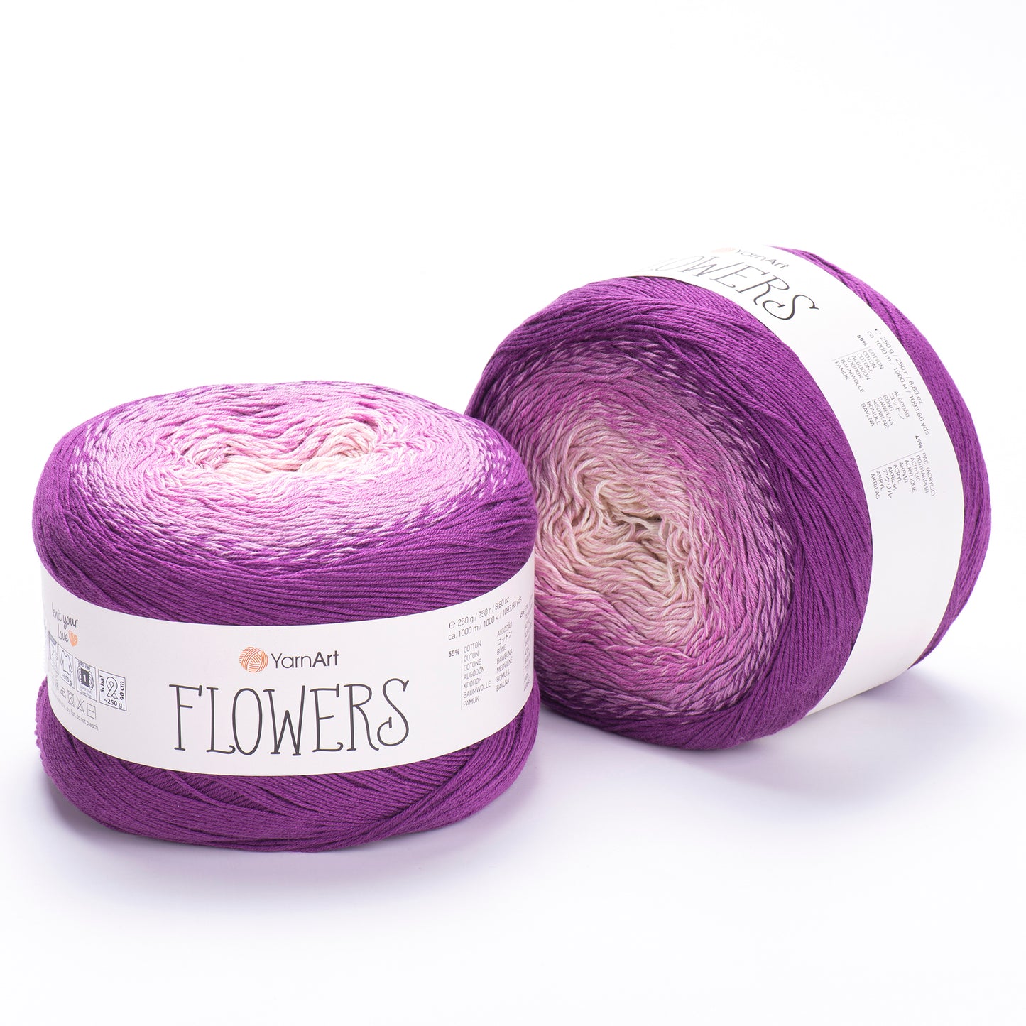 YarnArt Flowers 2 x 250g - 1000m - 55% Cotton - 45% Acrylic Knitting Crochet Yarn