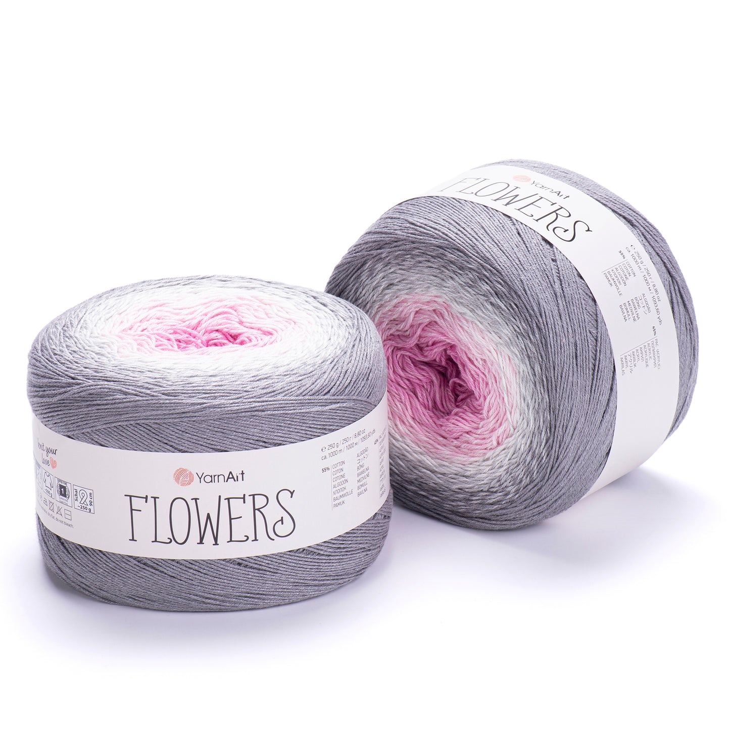 YarnArt Flowers 2 x 250g - 1000m - 55% Cotton - 45% Acrylic Knitting Crochet Yarn