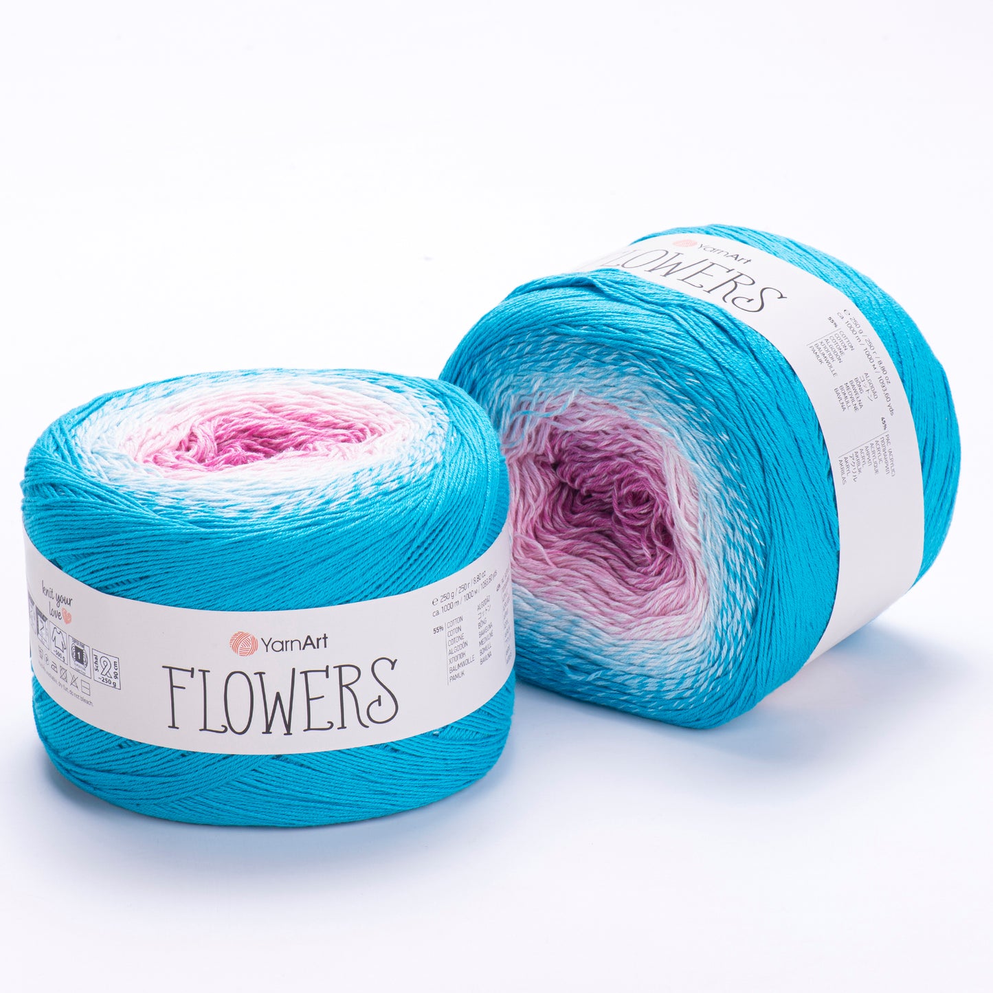 YarnArt Flowers 2 x 250g - 1000m - 55% Cotton - 45% Acrylic Knitting Crochet Yarn