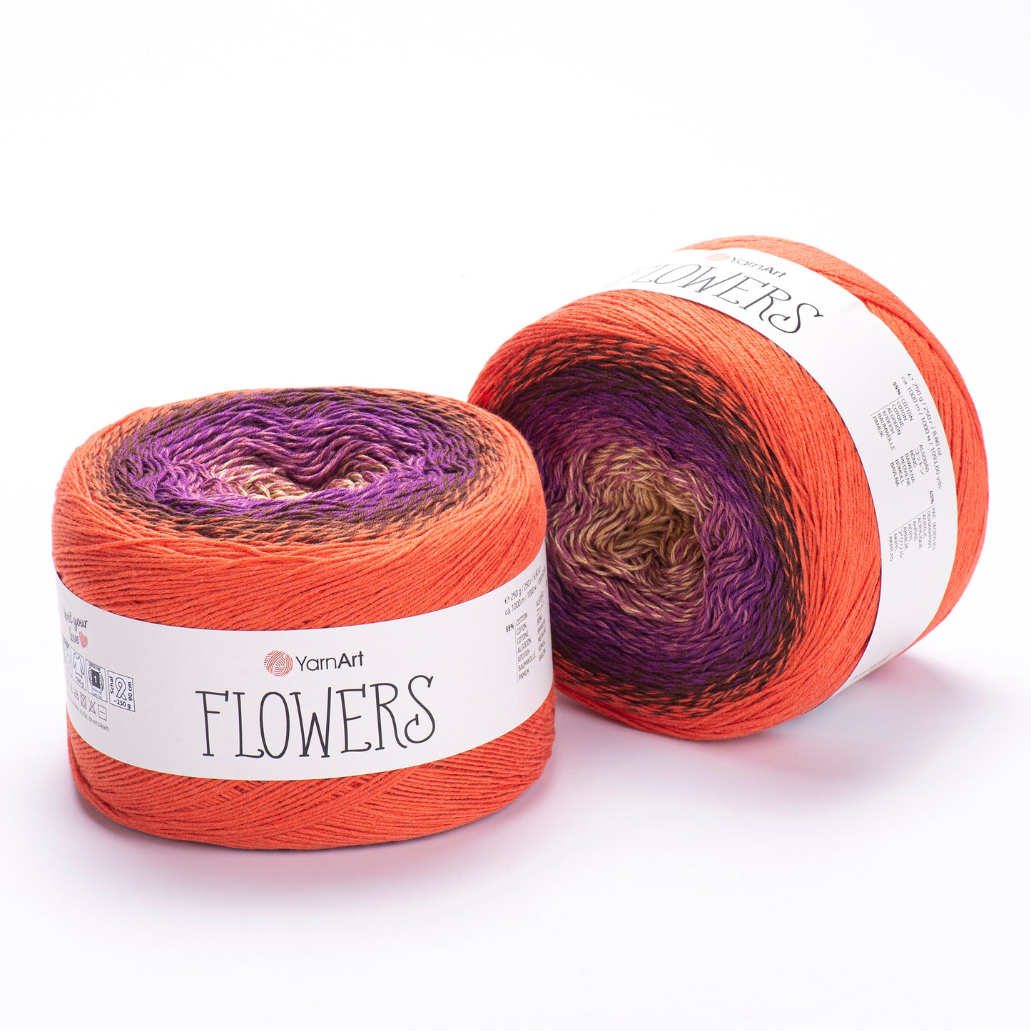 YarnArt Flowers 2 x 250g - 1000m - 55% Cotton - 45% Acrylic Knitting Crochet Yarn