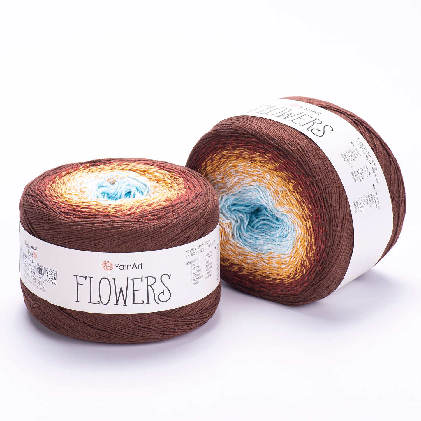 YarnArt Flowers 2 x 250g - 1000m - 55% Cotton - 45% Acrylic Knitting Crochet Yarn
