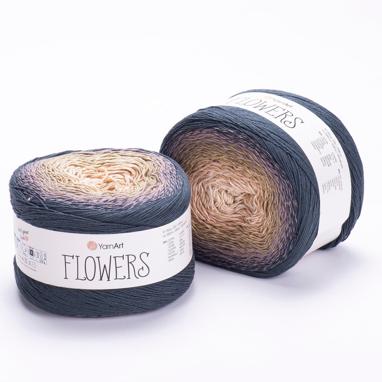 YarnArt Flowers 2 x 250g - 1000m - 55% Cotton - 45% Acrylic Knitting Crochet Yarn