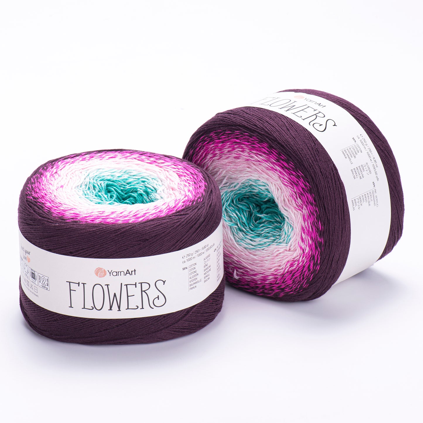 YarnArt Flowers 2 x 250g - 1000m - 55% Cotton - 45% Acrylic Knitting Crochet Yarn