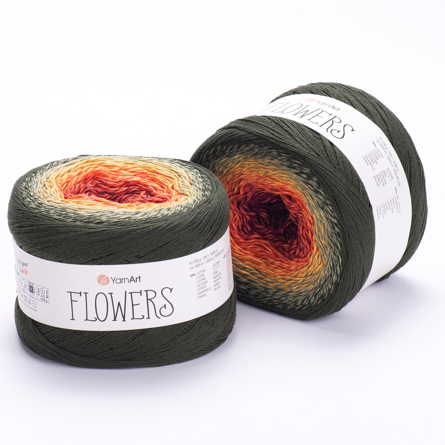 YarnArt Flowers 2 x 250g - 1000m - 55% Cotton - 45% Acrylic Knitting Crochet Yarn