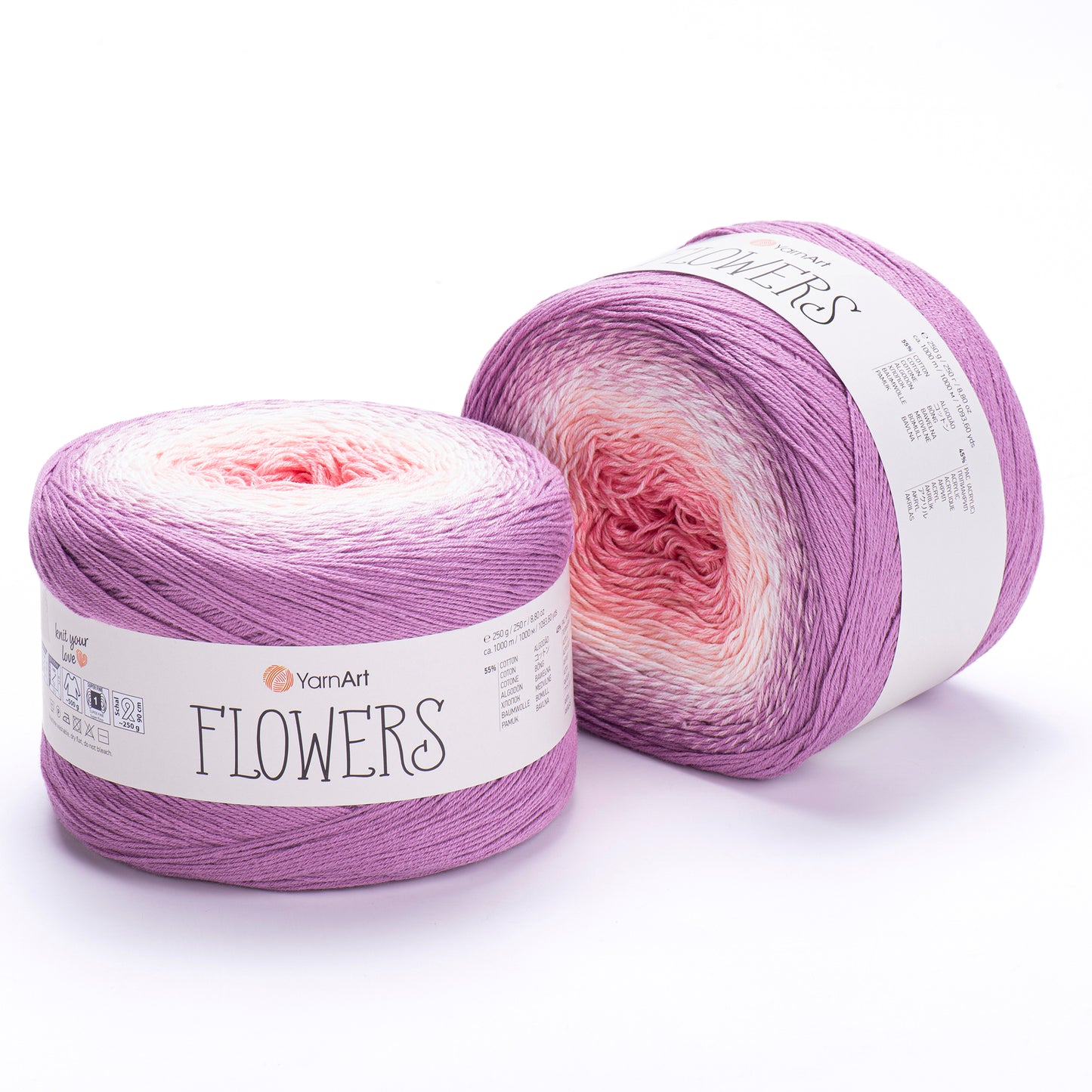 YarnArt Flowers 2 x 250g - 1000m - 55% Cotton - 45% Acrylic Knitting Crochet Yarn
