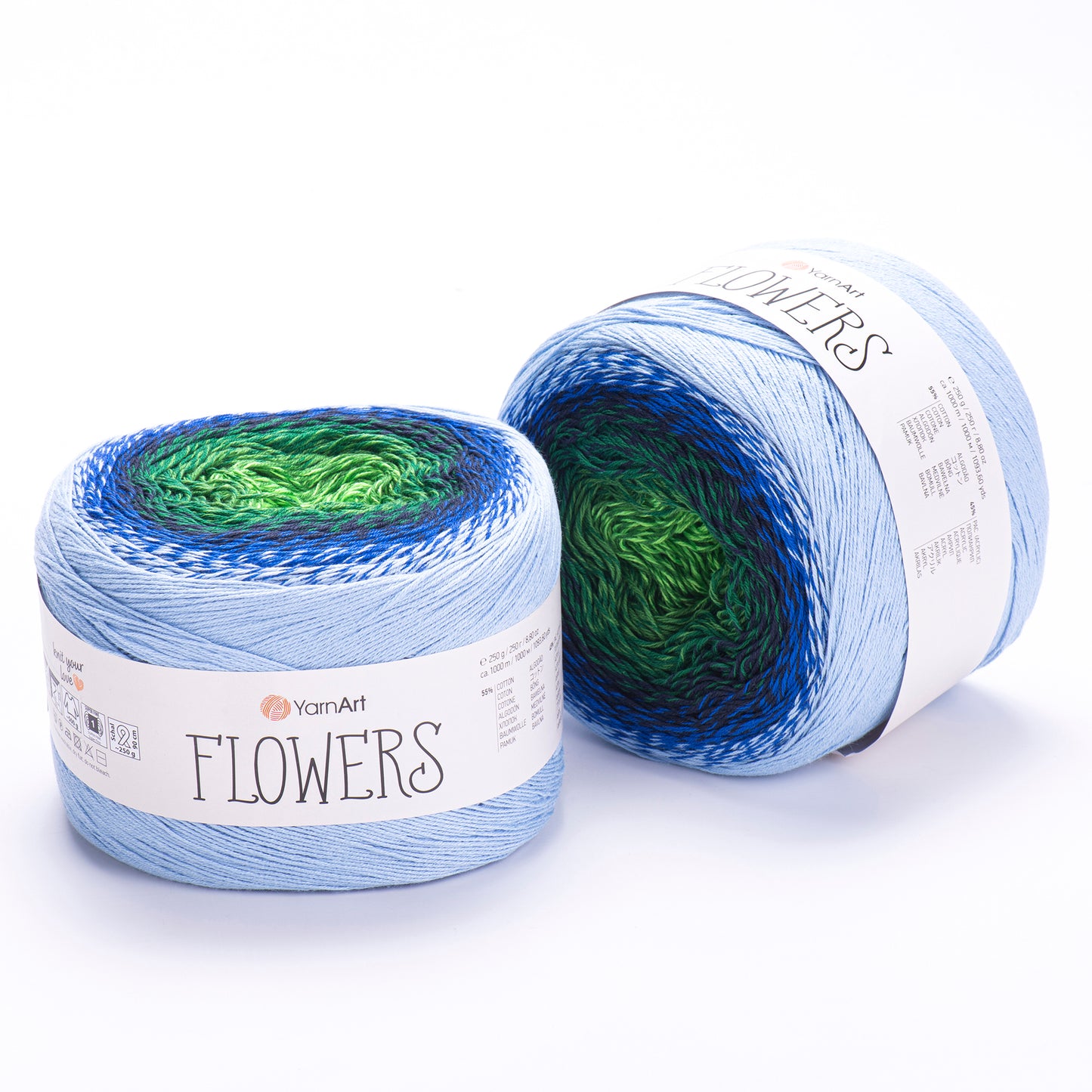 YarnArt Flowers 2 x 250g - 1000m - 55% Cotton - 45% Acrylic Knitting Crochet Yarn