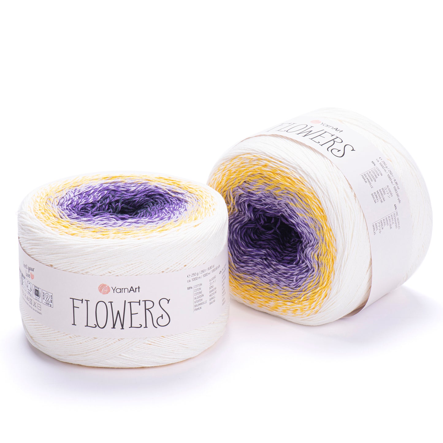 YarnArt Flowers 2 x 250g - 1000m - 55% Cotton - 45% Acrylic Knitting Crochet Yarn