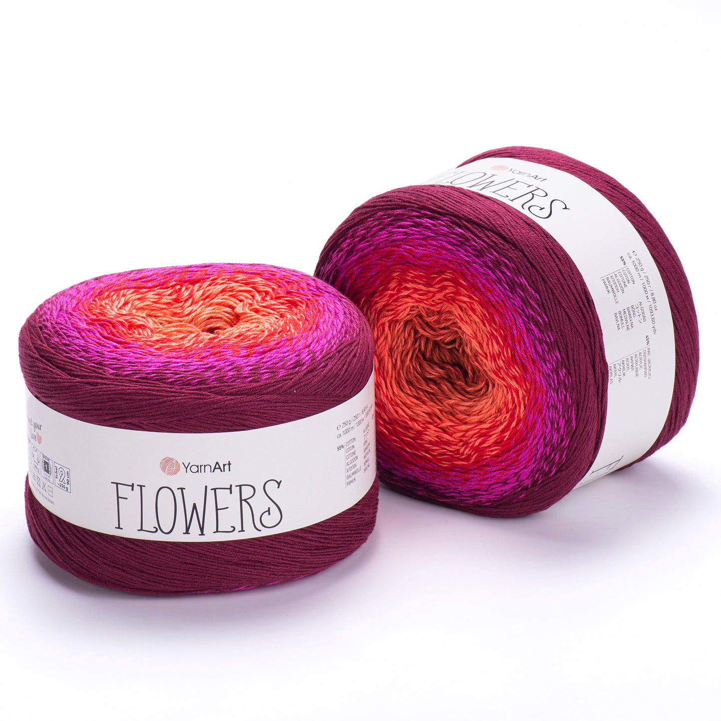 YarnArt Flowers 2 x 250g - 1000m - 55% Cotton - 45% Acrylic Knitting Crochet Yarn
