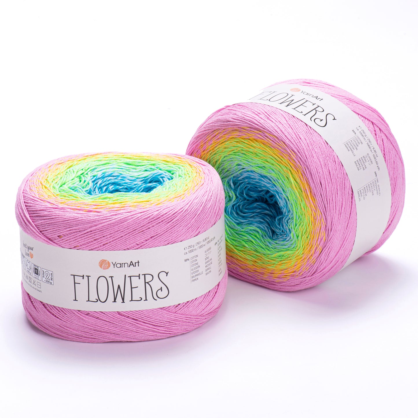 YarnArt Flowers 2 x 250g - 1000m - 55% Cotton - 45% Acrylic Knitting Crochet Yarn