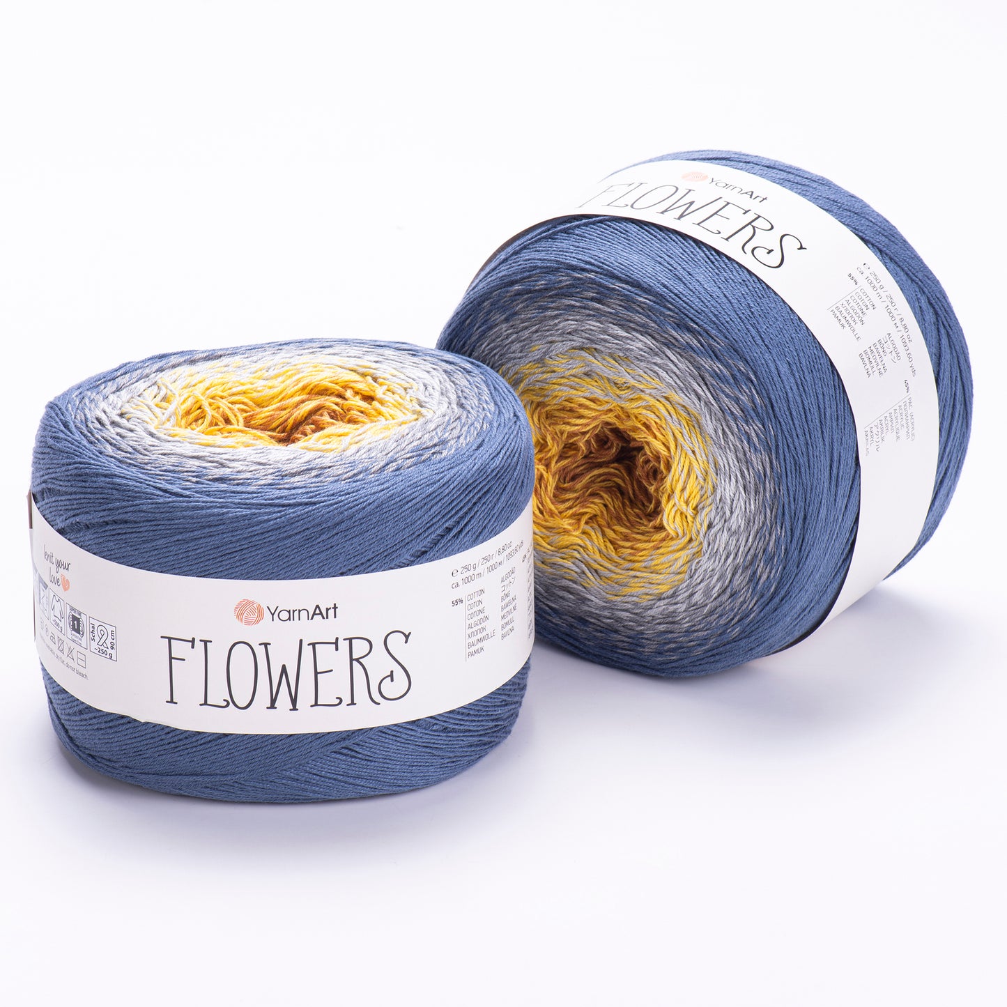 YarnArt Flowers 2 x 250g - 1000m - 55% Cotton - 45% Acrylic Knitting Crochet Yarn
