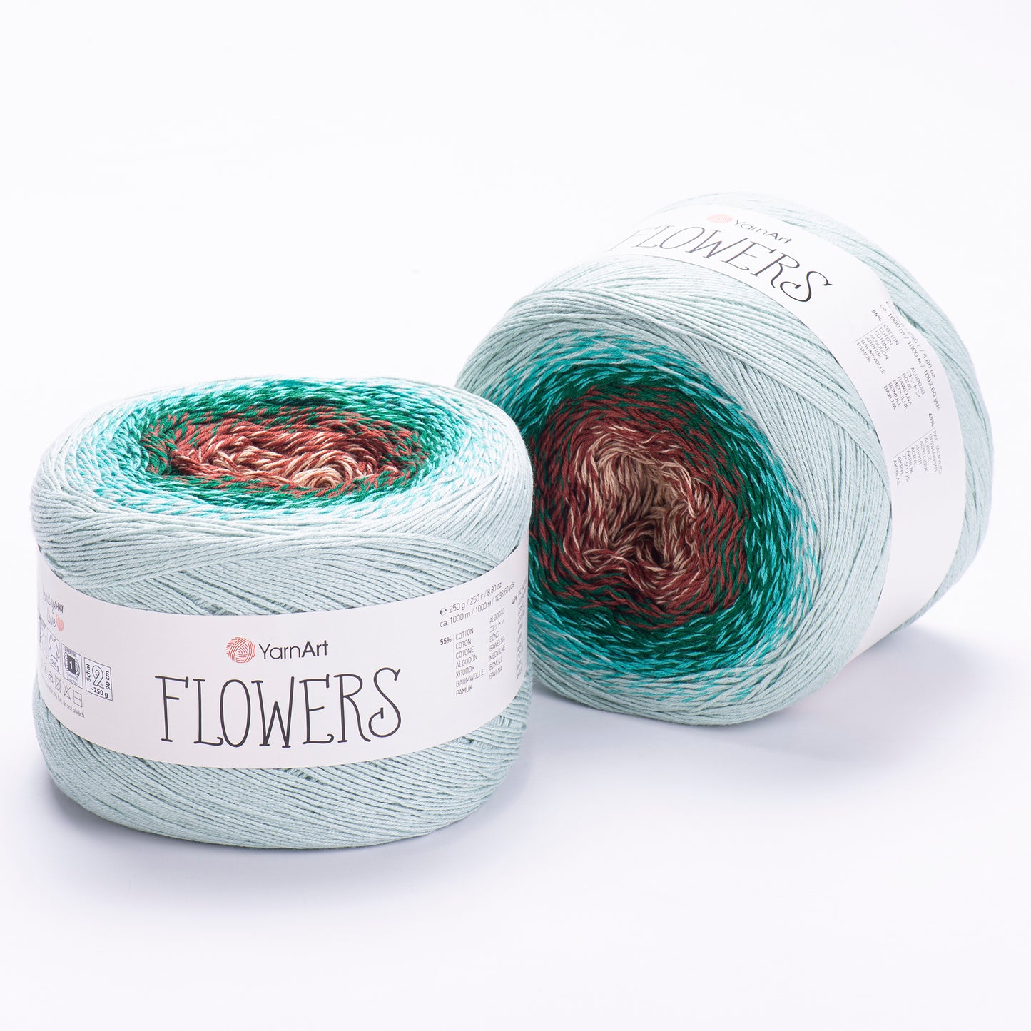 YarnArt Flowers 2 x 250g - 1000m - 55% Cotton - 45% Acrylic Knitting Crochet Yarn