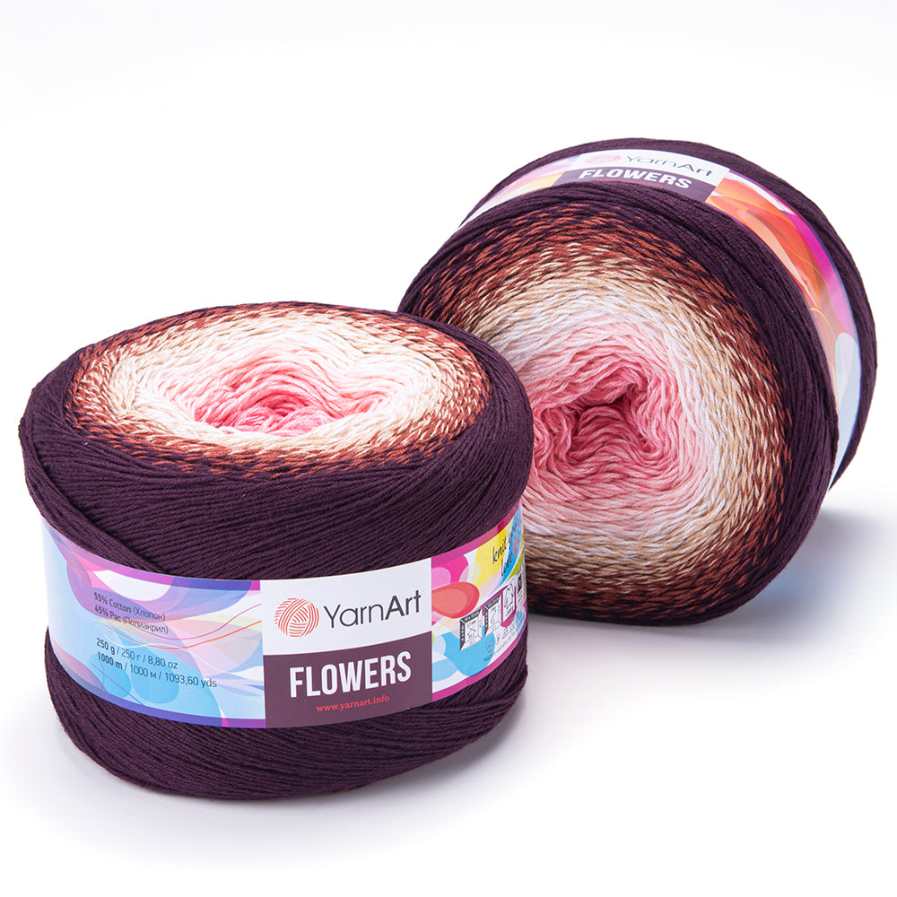 YarnArt Flowers 2 x 250g - 1000m - 55% Cotton - 45% Acrylic Knitting Crochet Yarn