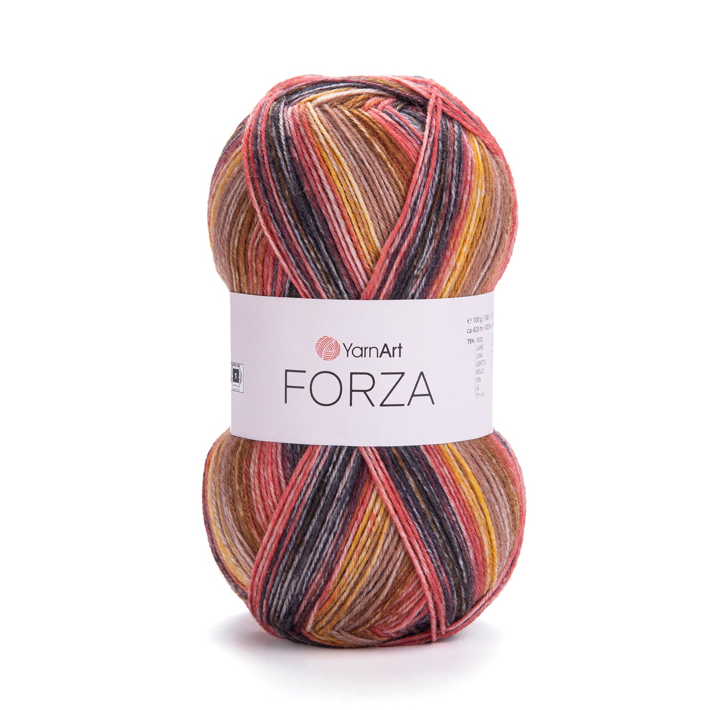 YarnArt Forza 5 x 100g - 420m - 75% Wool - 25% Polyamide Knitting Crochet Sock Yarn