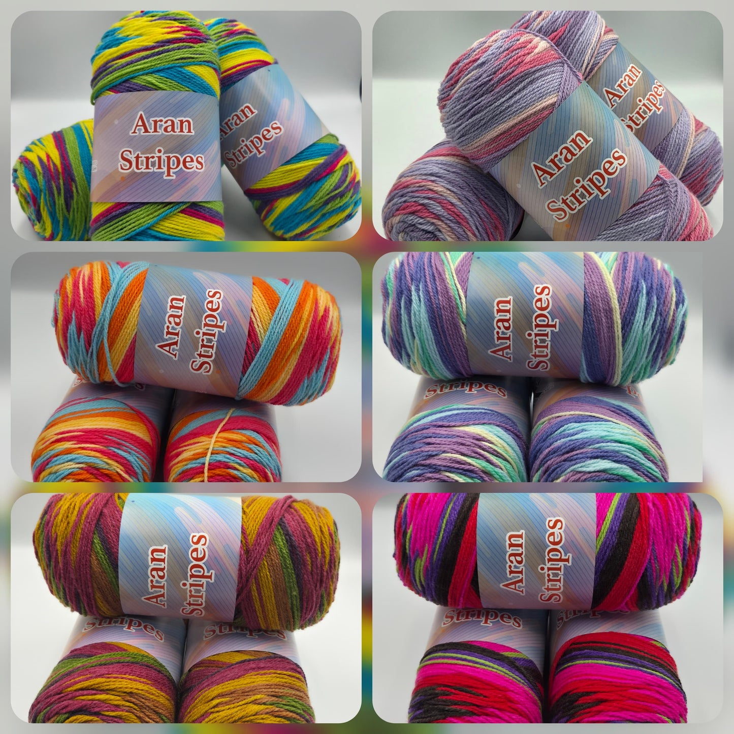 Knitco Aran Stripes 1 x 200g - 472m - 100% Acrylic Long Ball Knitting Crochet Yarn